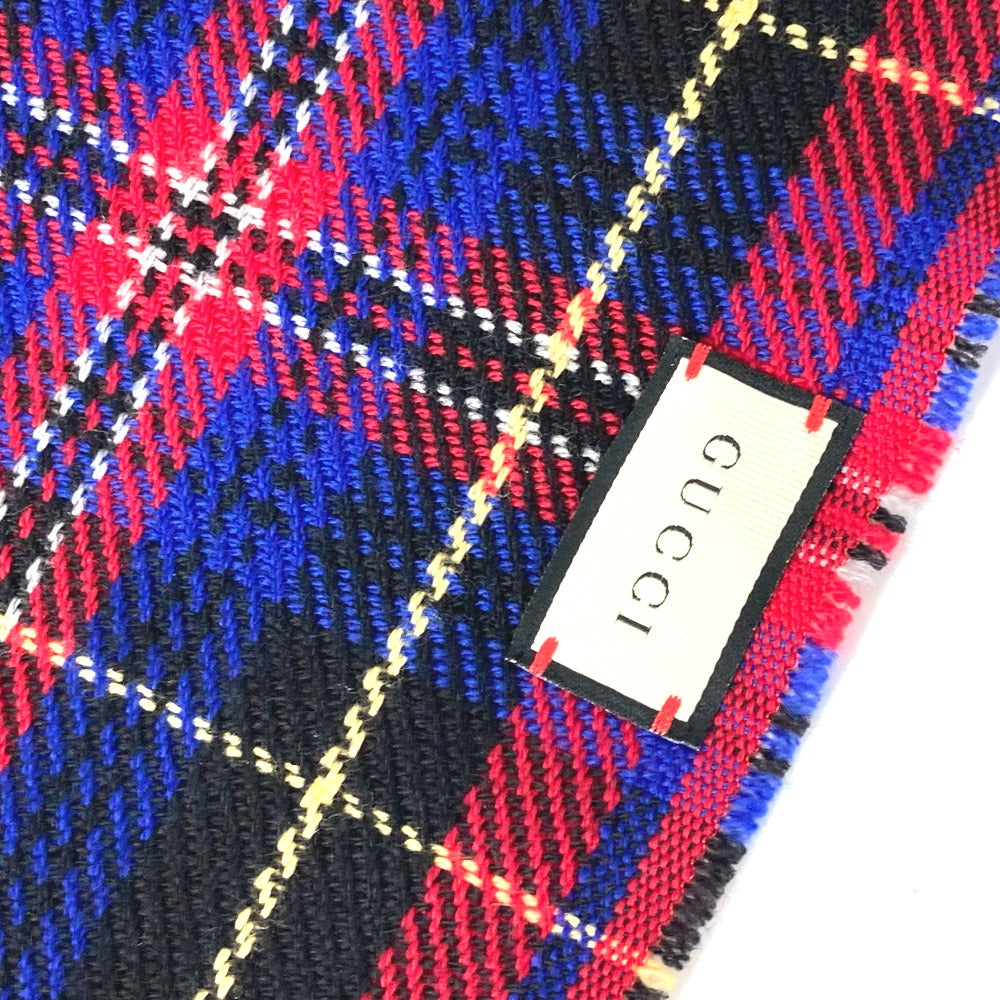 Gucci Scarf Wool Red Check Bee Bee Women