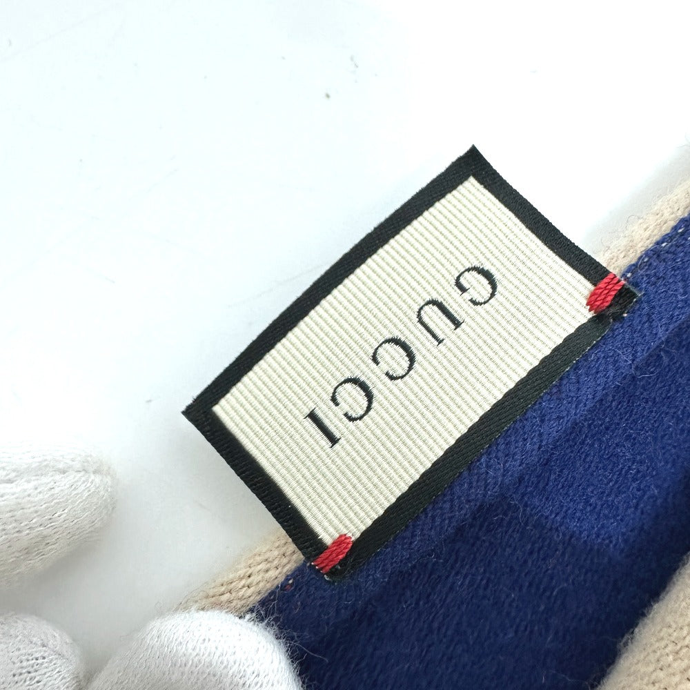 Gucci Scarf 525559 Wool Blue Logo Women