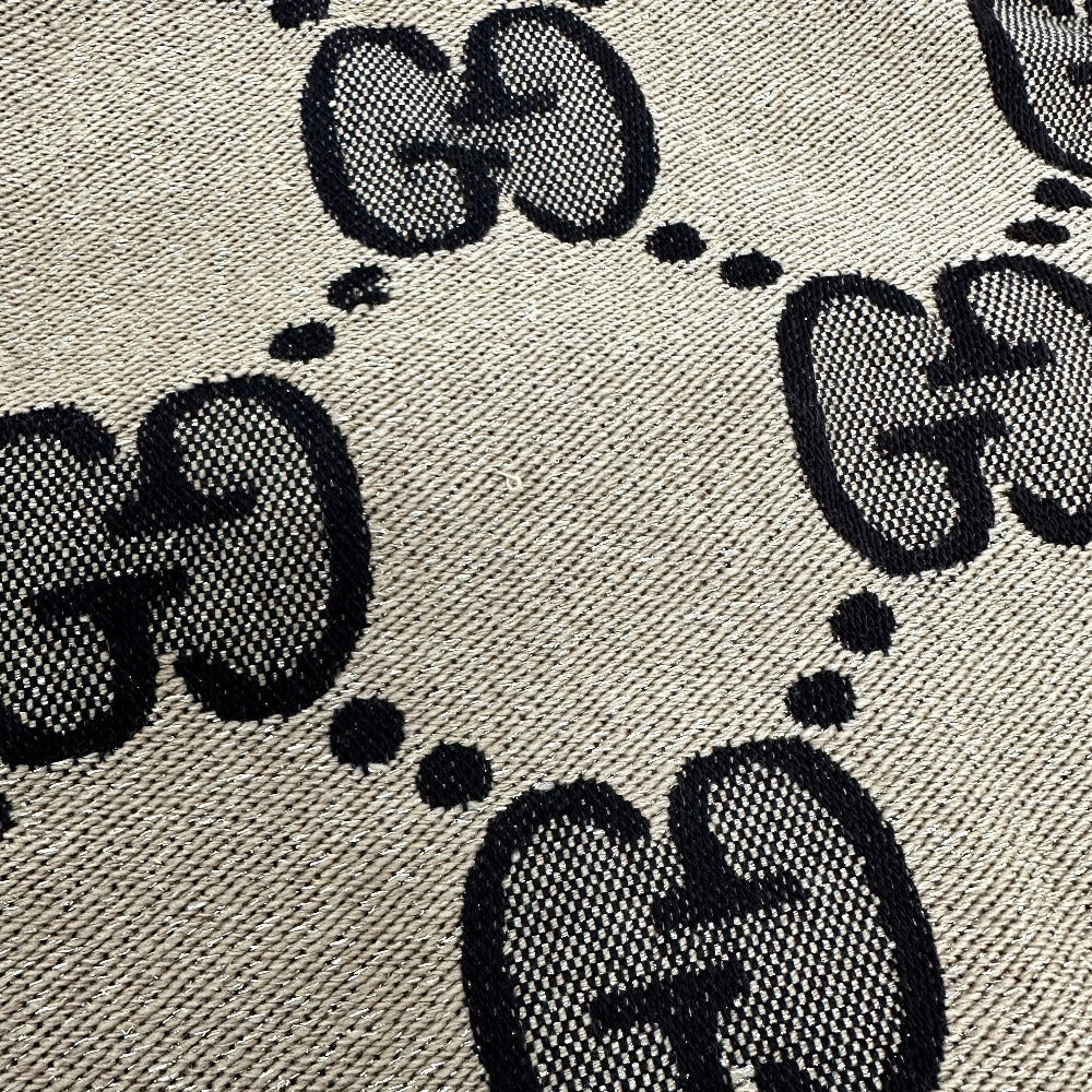 Gucci Scarf 598993 Wool Brown Gg Glitter Jacquard