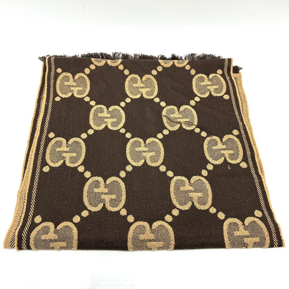Gucci Scarf 598993 Wool Brown Gg Glitter Jacquard