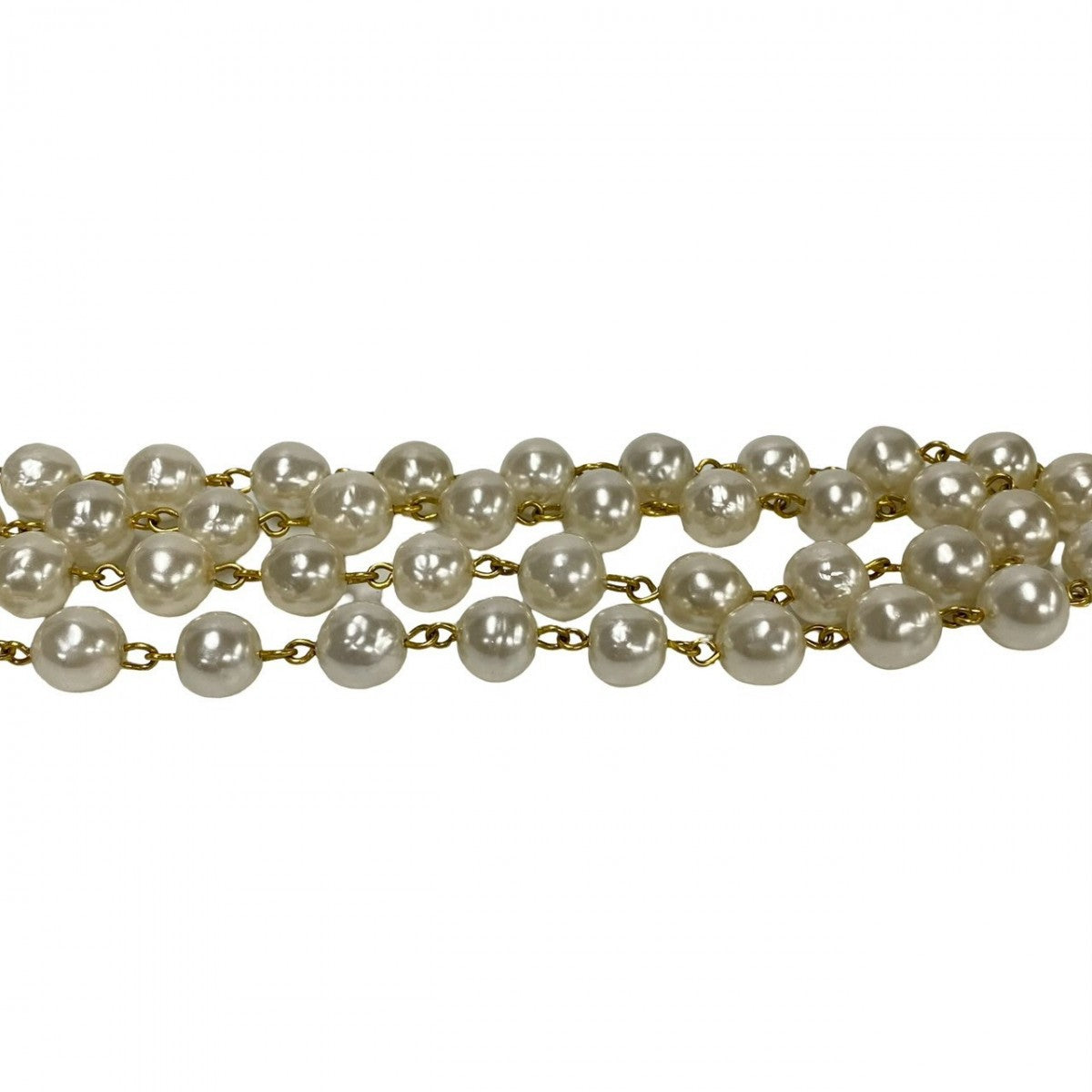 Chanel Necklace Faux Pearl, Gold Plated White Coco Mark Women