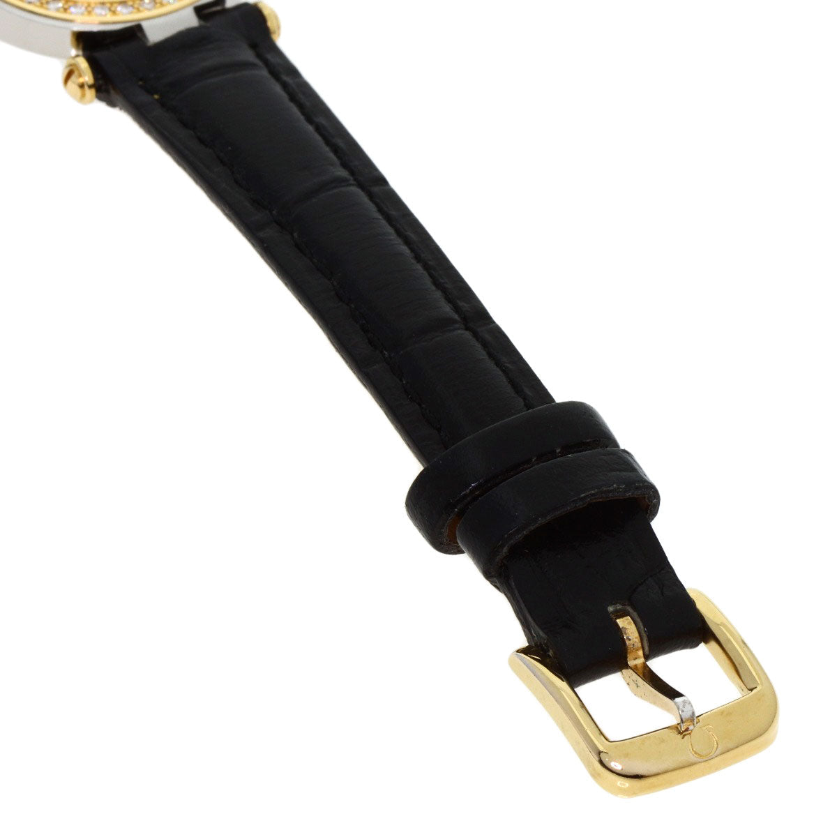 Omega Watches Quartz Stainless Steel, Leather Gold Constellation Flat Bezel Gold Dial Women