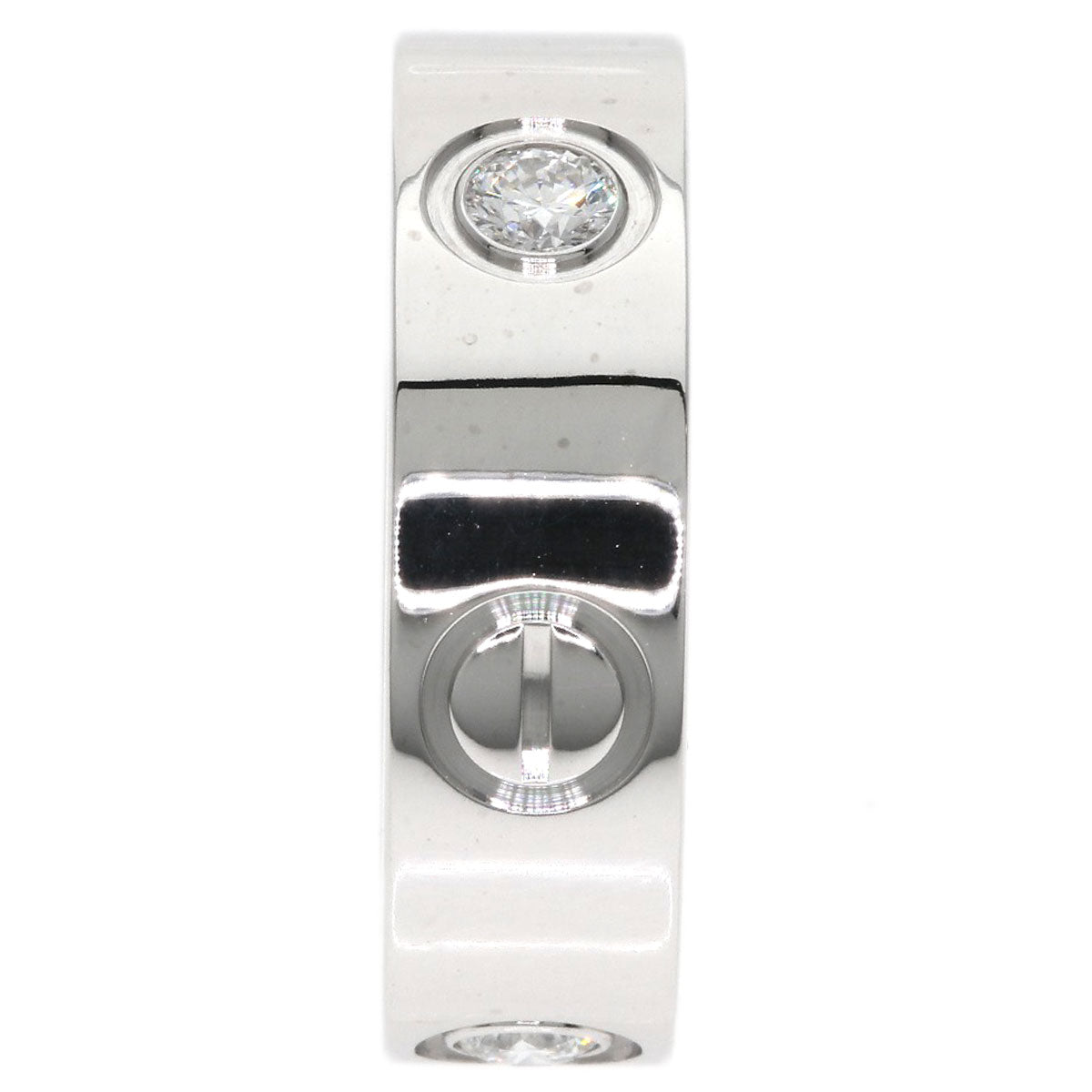 Cartier Ring K18Wg Silver Love Ring Half Diamond #48