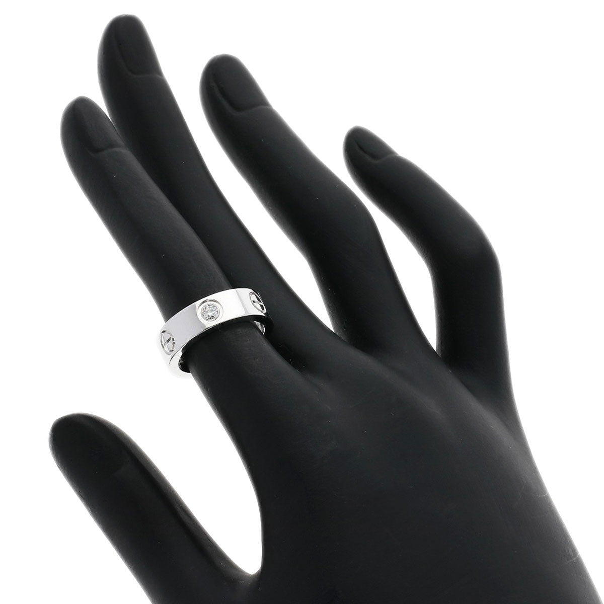 Cartier Ring K18Wg Silver Love Ring Half Diamond #48