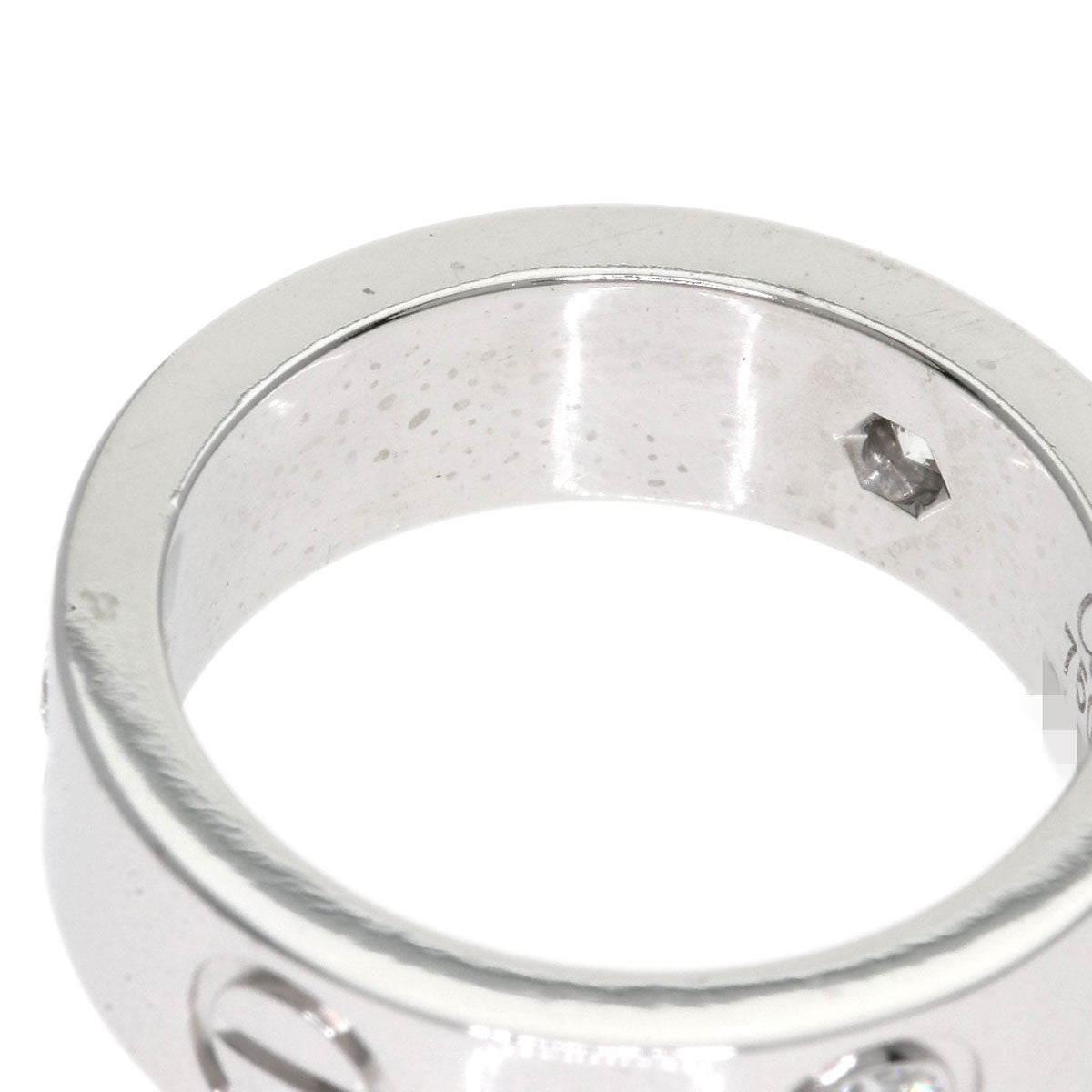 Cartier Ring K18Wg Silver Love Ring Half Diamond #48