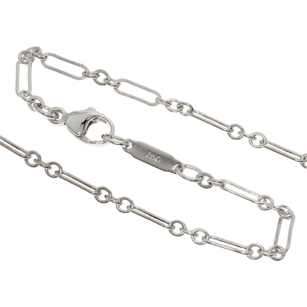Tiffany&Co. Necklace K18Wg Silver Heart 3P Diamond