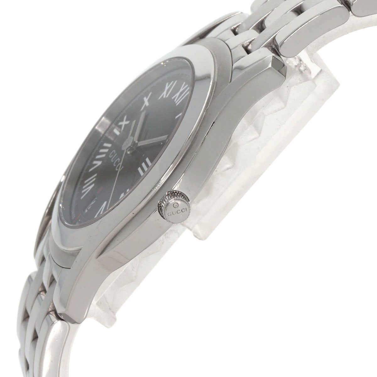 Gucci Watches Quartz 5500M Stainless Steel , Stainless Steel Silver Round Face Gray Dial Mens