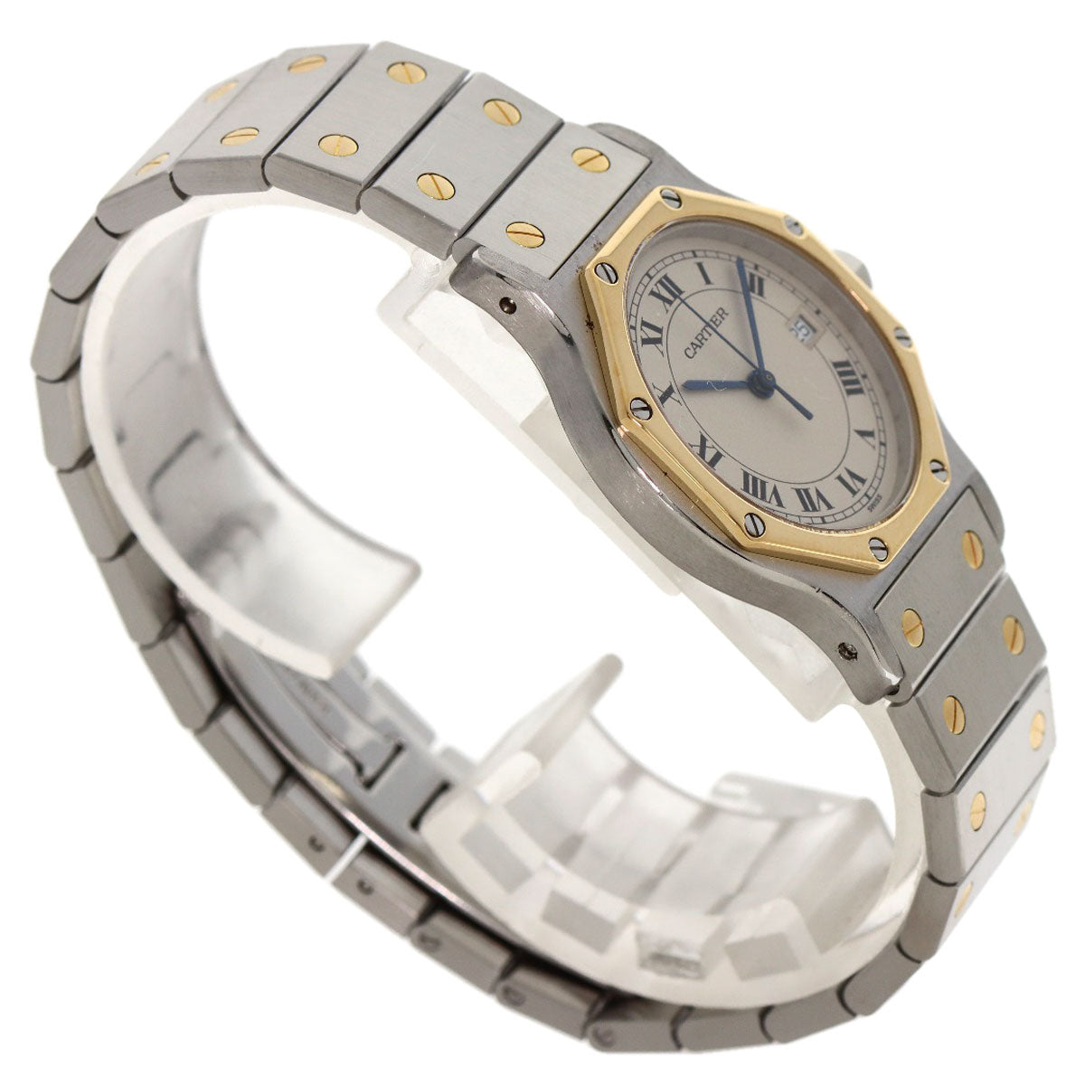 Cartier Watches Quartz Stainless Steel , Ssxk18Yg Gold Santos Octagon Lm Ivory Dial Mens