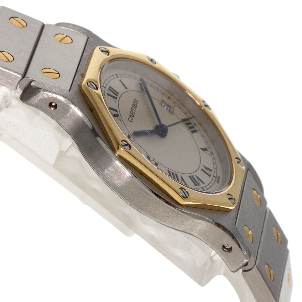 Cartier Watches Quartz Stainless Steel , Ssxk18Yg Gold Santos Octagon Lm Ivory Dial Mens