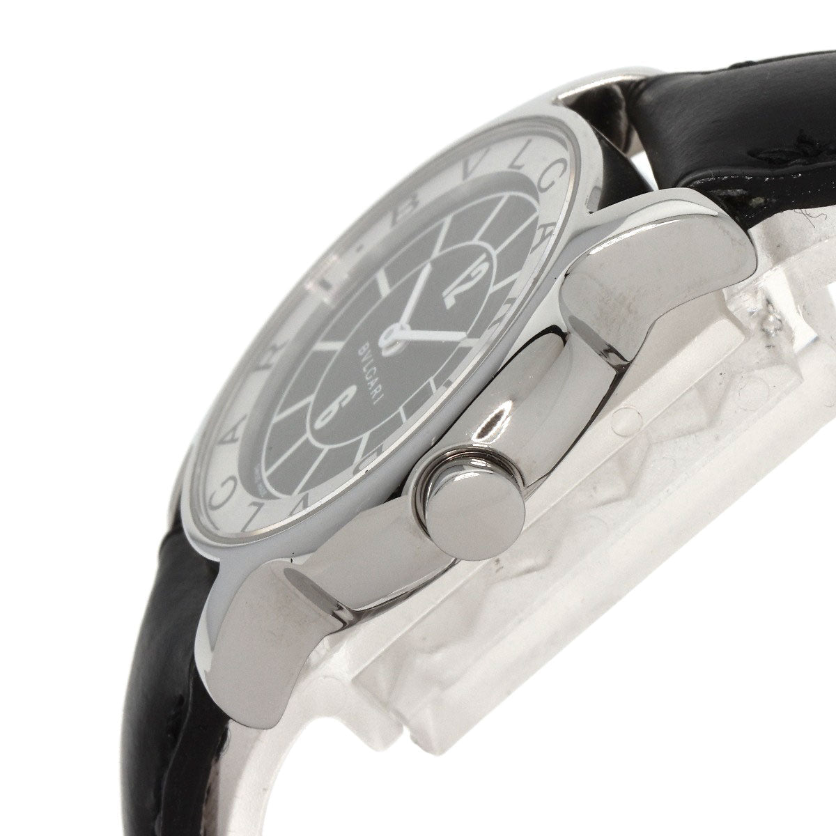 Bvlgari Watches Quartz St29S Stainless Steel, Leather Silver Solo Tempo Black Dial Women