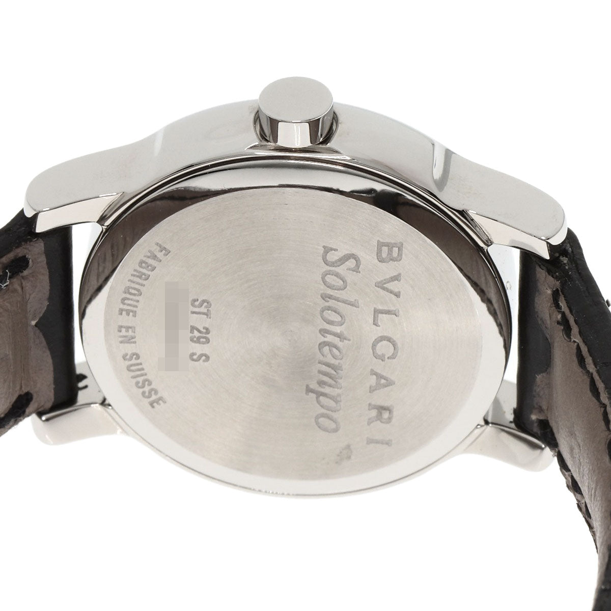 Bvlgari Watches Quartz St29S Stainless Steel, Leather Silver Solo Tempo Black Dial Women