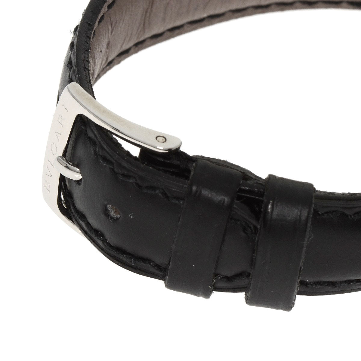 Bvlgari Watches Quartz St29S Stainless Steel, Leather Silver Solo Tempo Black Dial Women