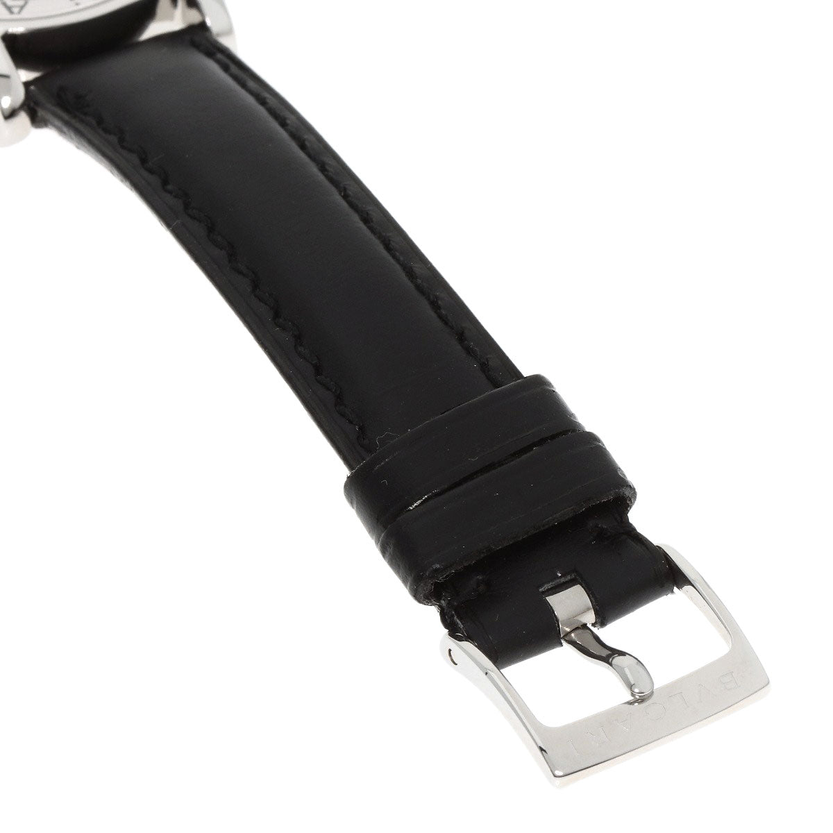 Bvlgari Watches Quartz St29S Stainless Steel, Leather Silver Solo Tempo Black Dial Women