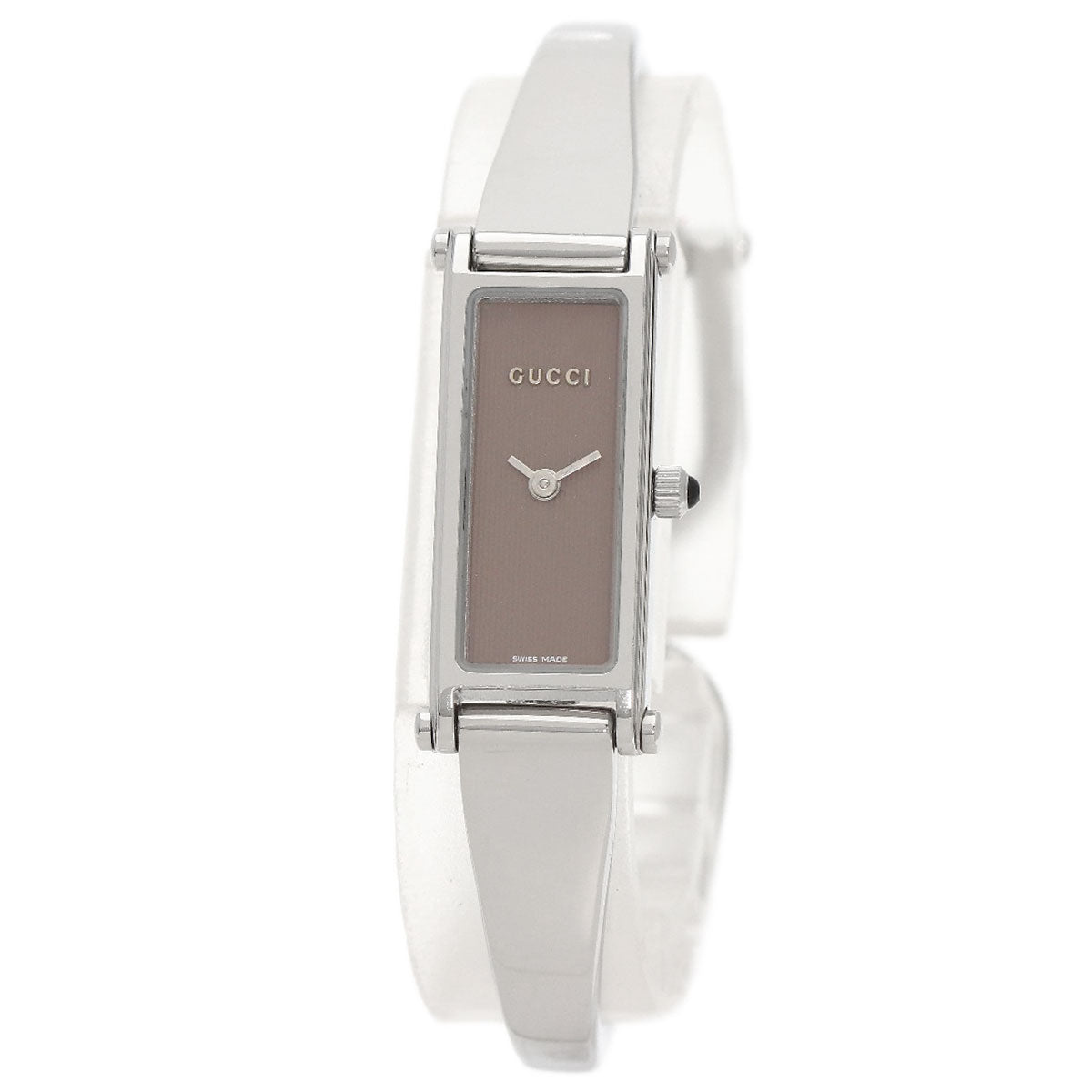Gucci Watches Quartz 1500L Stainless Steel , Stainless Steel Silver Square Face Brown Dial Women