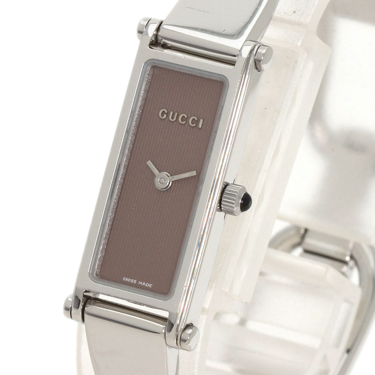 Gucci Watches Quartz 1500L Stainless Steel , Stainless Steel Silver Square Face Brown Dial Women
