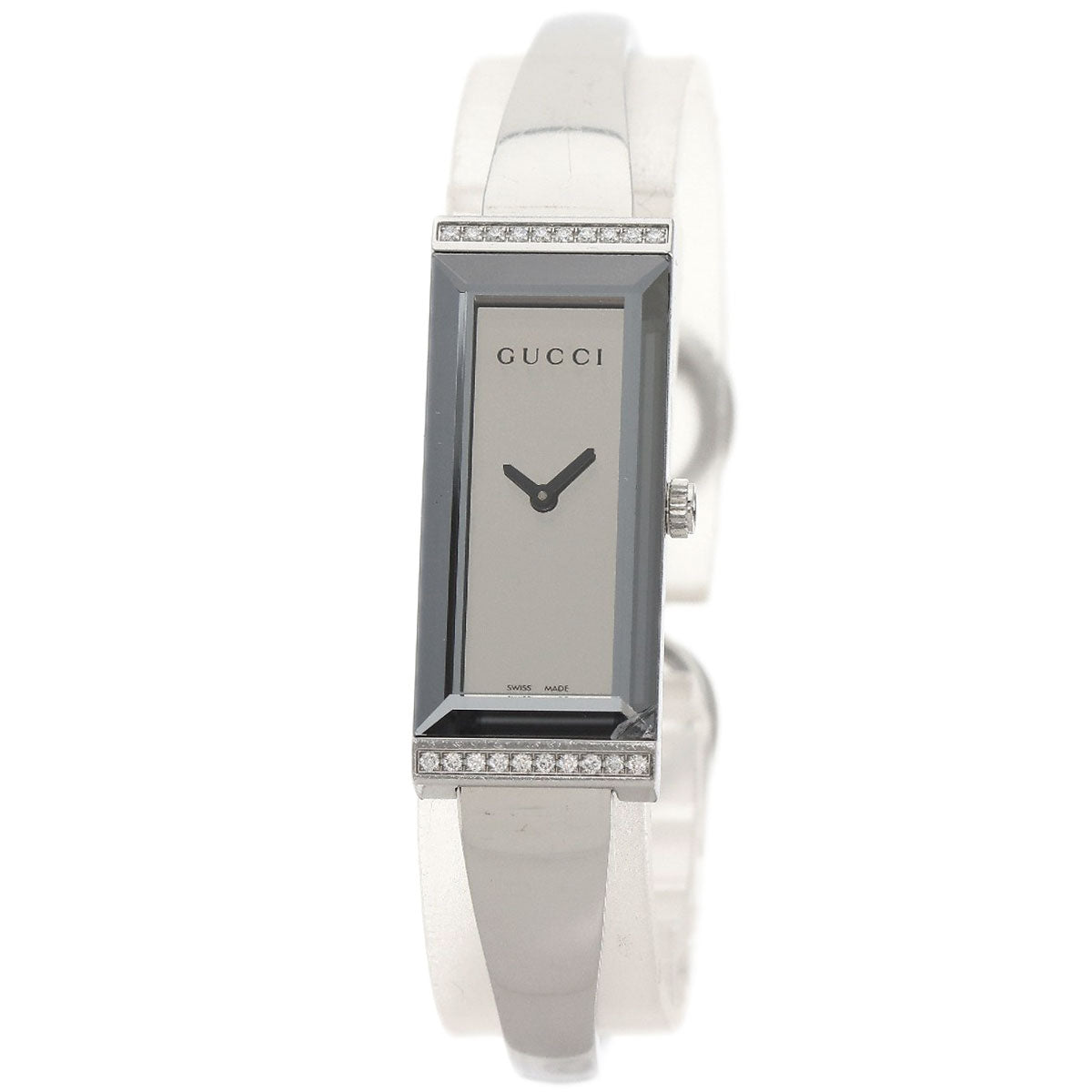 Gucci Watches Quartz 127.5 Stainless Steel , Stainless Steel Silver Square Face Bezel Diamond