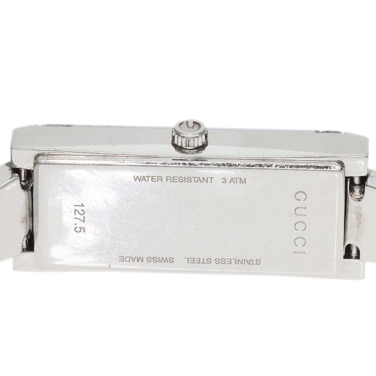 Gucci Watches Quartz 127.5 Stainless Steel , Stainless Steel Silver Square Face Bezel Diamond