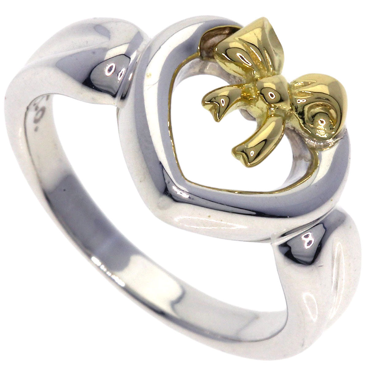 Tiffany&Co. Ring 18K Yellow Gold Silver Heart Ribbon