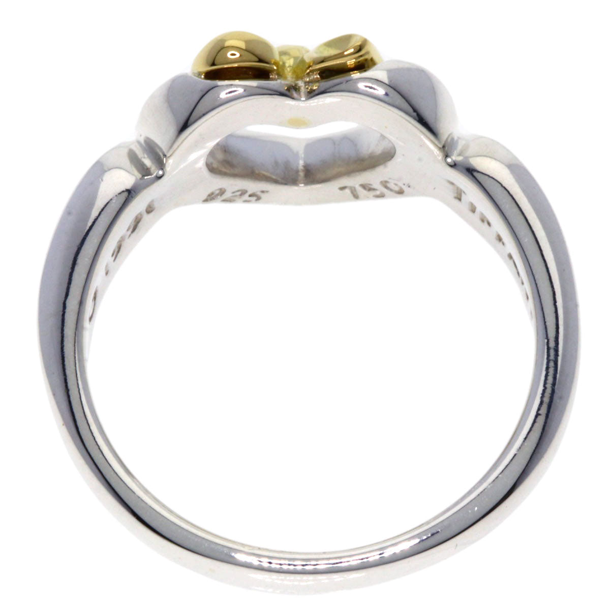 Tiffany&Co. Ring 18K Yellow Gold Silver Heart Ribbon