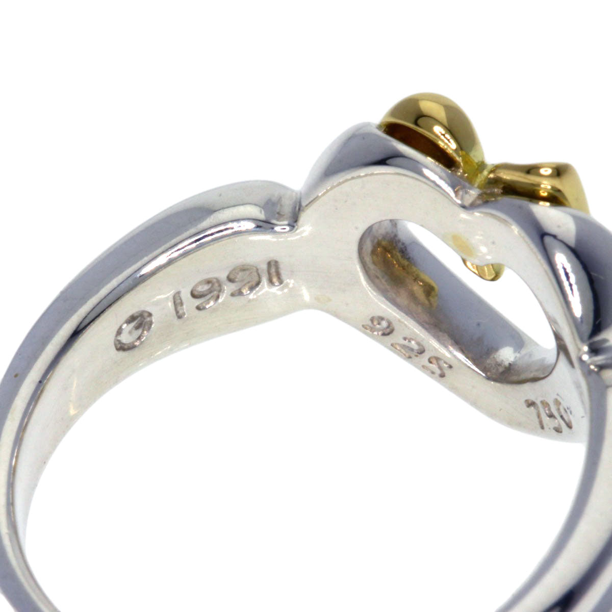 Tiffany&Co. Ring 18K Yellow Gold Silver Heart Ribbon