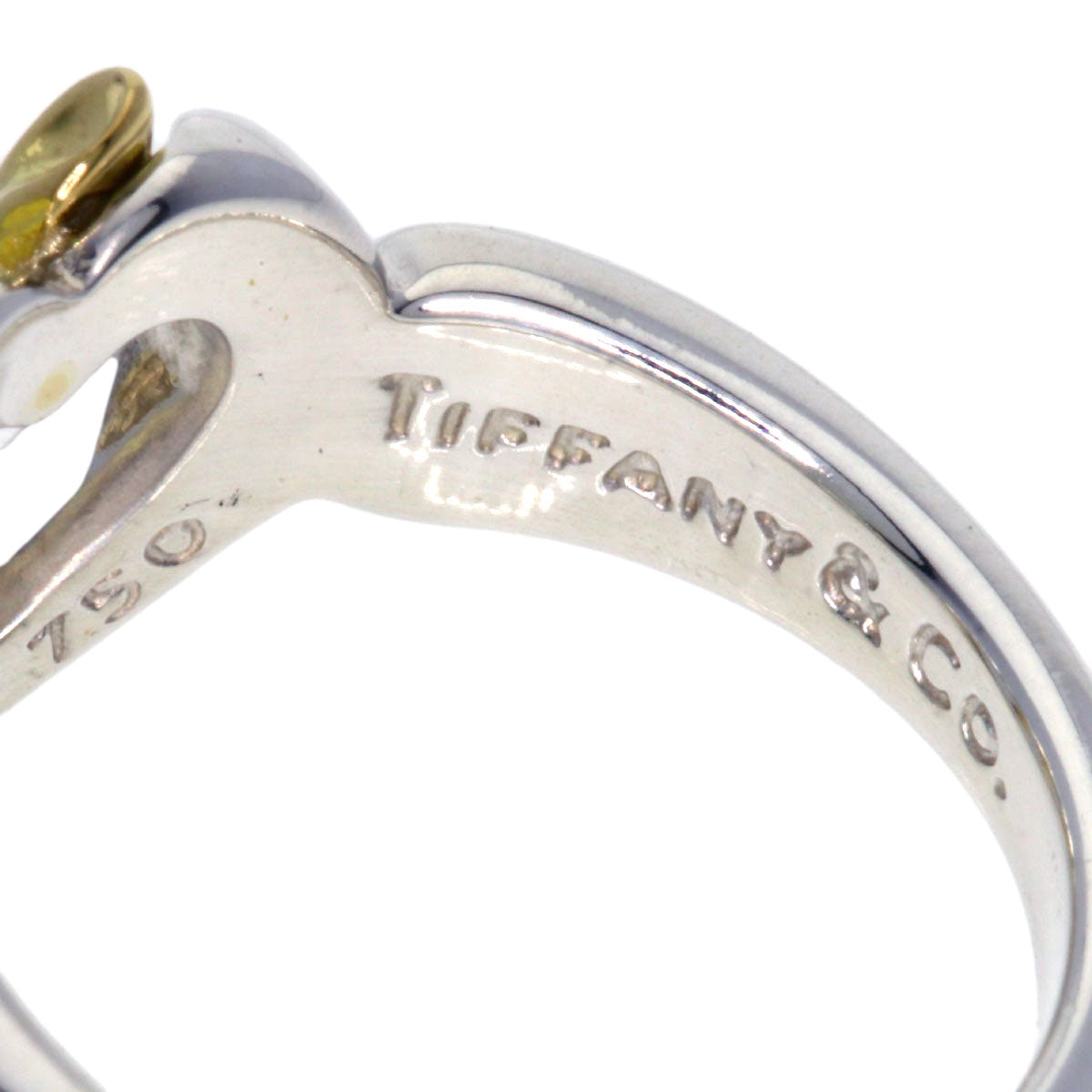 Tiffany&Co. Ring 18K Yellow Gold Silver Heart Ribbon