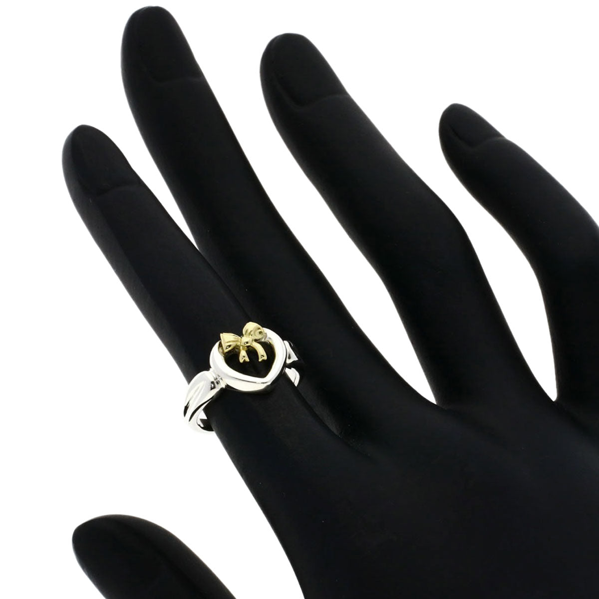 Tiffany&Co. Ring 18K Yellow Gold Silver Heart Ribbon