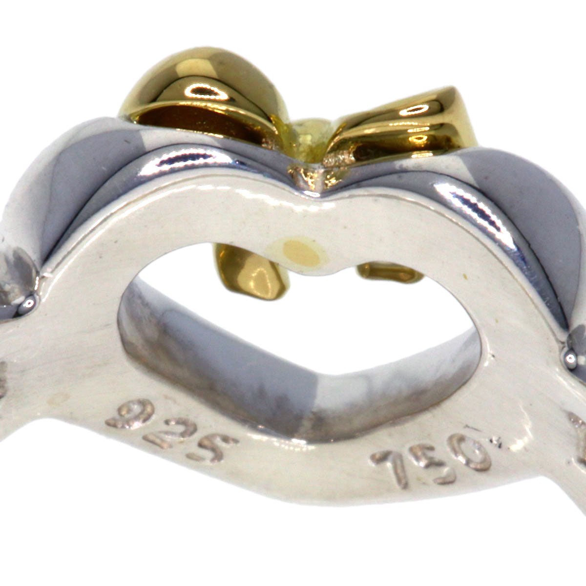 Tiffany&Co. Ring 18K Yellow Gold Silver Heart Ribbon