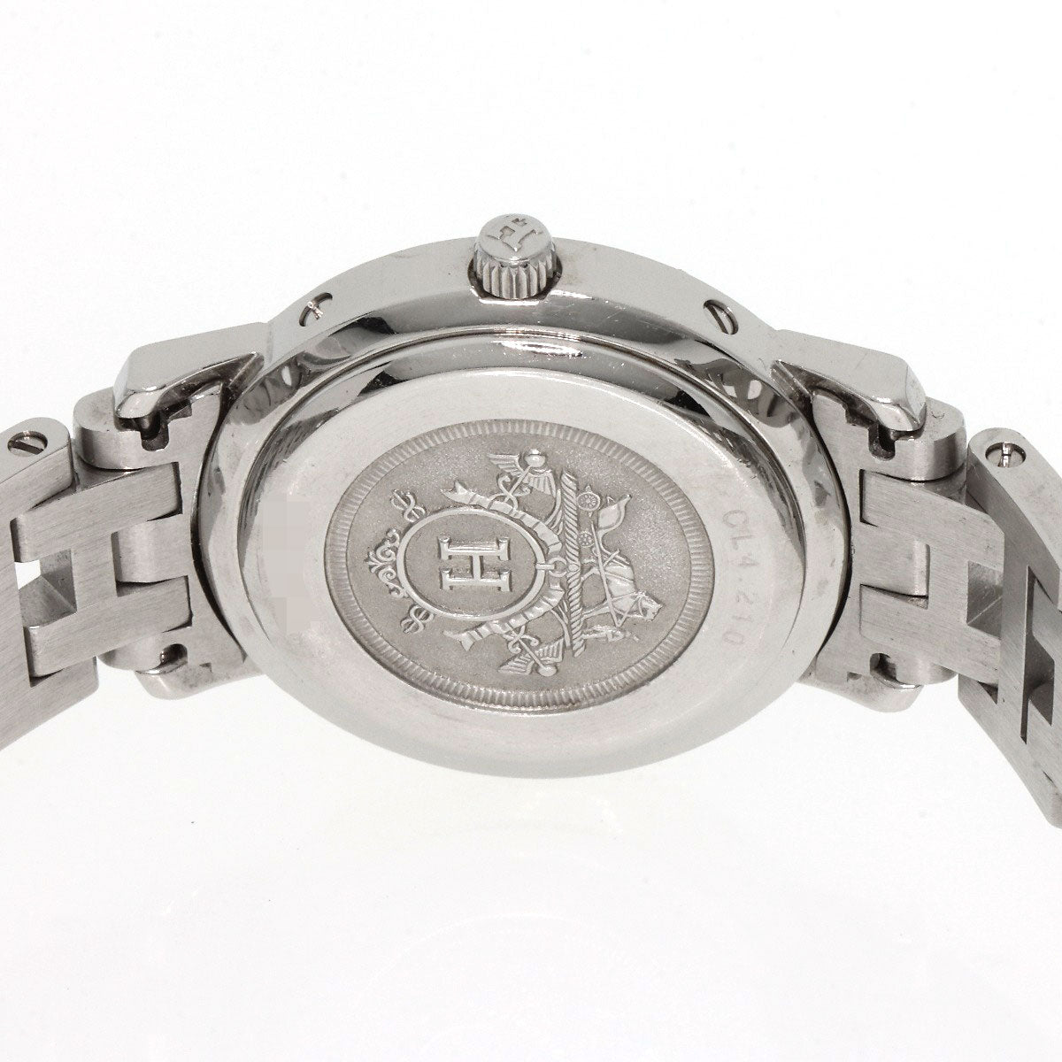 Hermes Watches Quartz Cl4.210 Stainless Steel , Stainless Steel Silver Clipper Black Dial Women