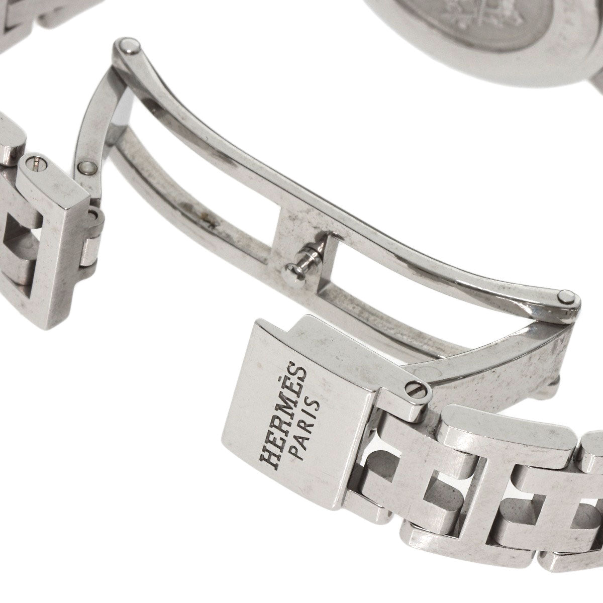 Hermes Watches Quartz Cl4.210 Stainless Steel , Stainless Steel Silver Clipper Black Dial Women