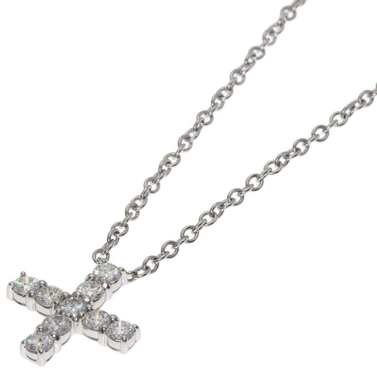 Harry Winston Necklace Pt950 Silver Minicross Diamond Women