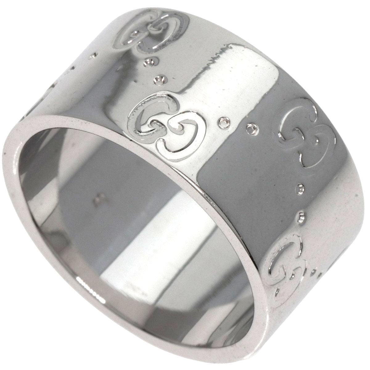 Gucci Ring K18Wg Silver Icon Wide # 8 Women