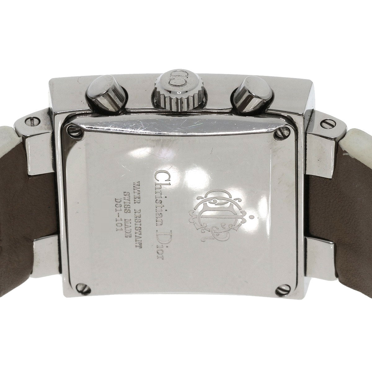 Christian Dior Watches Quartz D81-101 Stainless Steel, Leather Silver Riva Diamond Bezel White Dial