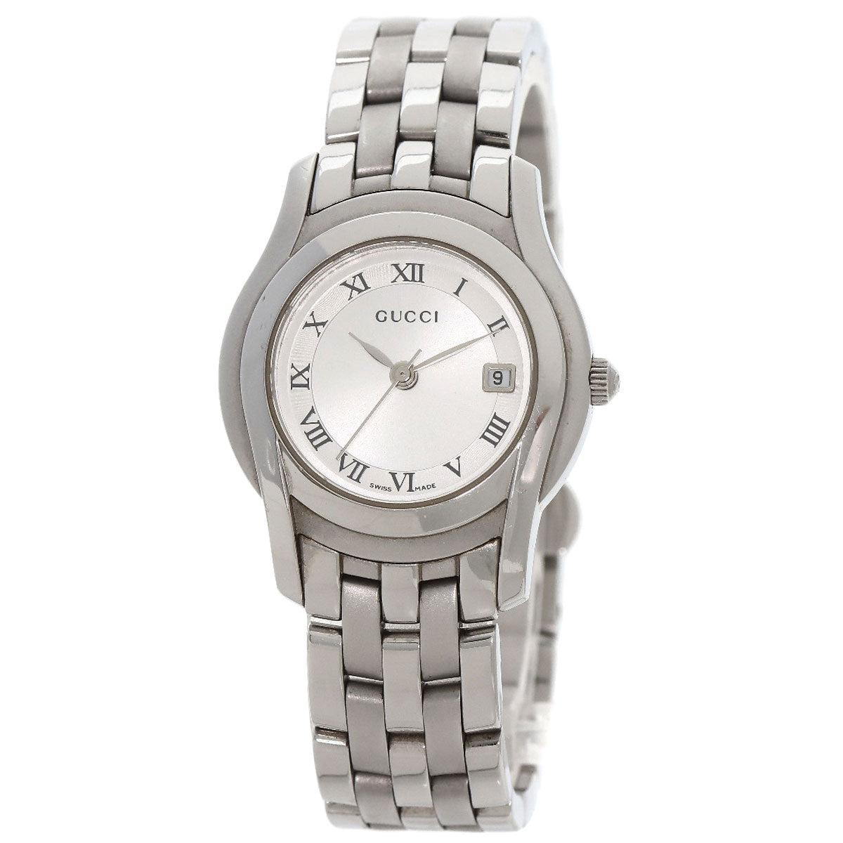 Gucci Watches Quartz 5500L Stainless Steel Silver Round Face Silver Dial
