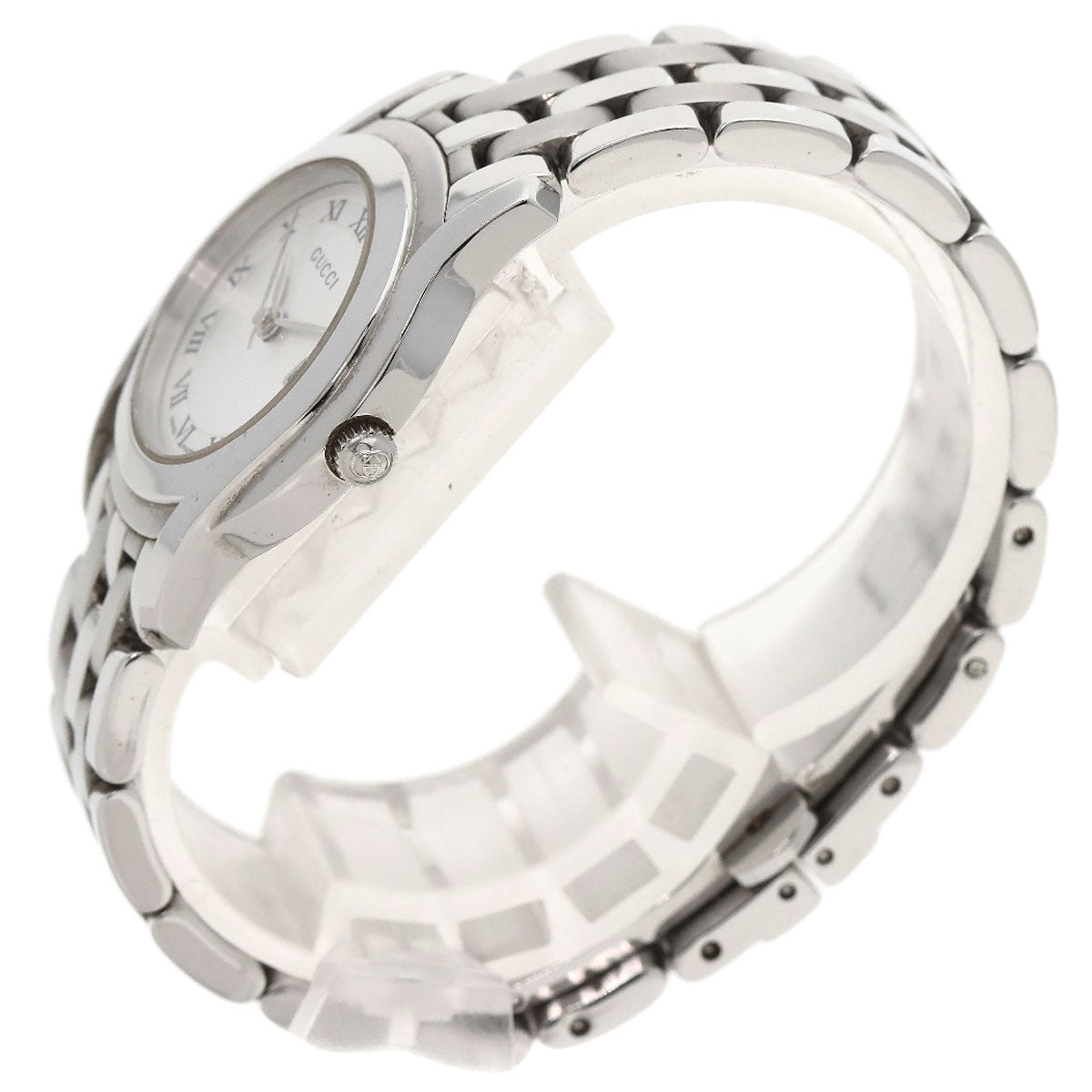 Gucci Watches Quartz 5500L Stainless Steel Silver Round Face Silver Dial