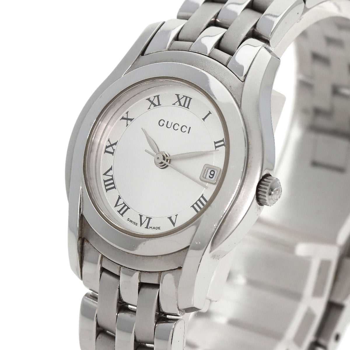Gucci Watches Quartz 5500L Stainless Steel Silver Round Face Silver Dial