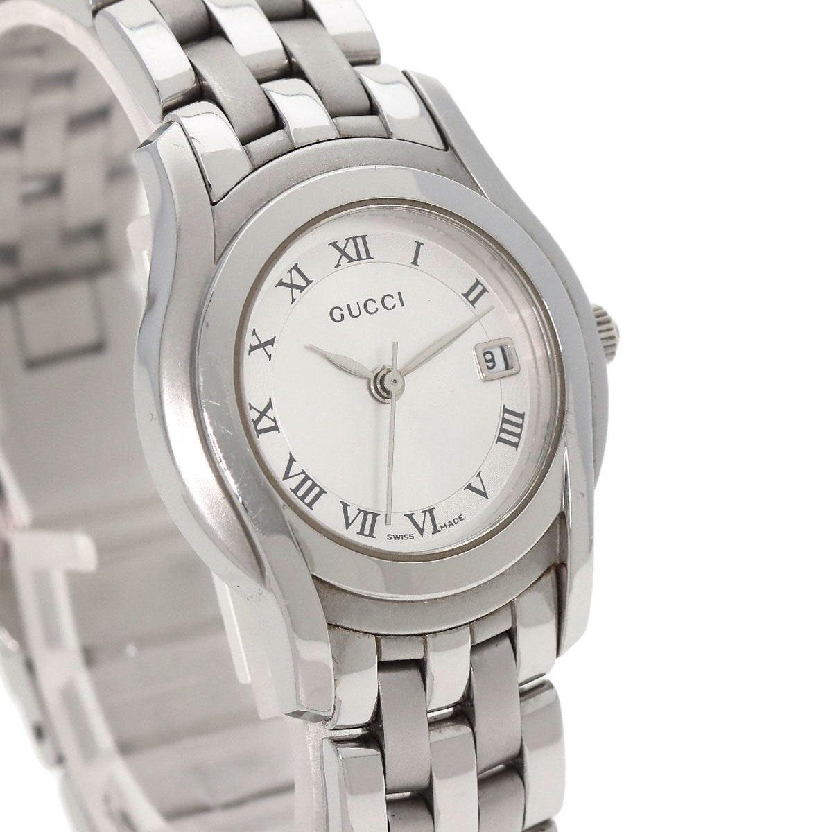 Gucci Watches Quartz 5500L Stainless Steel Silver Round Face Silver Dial