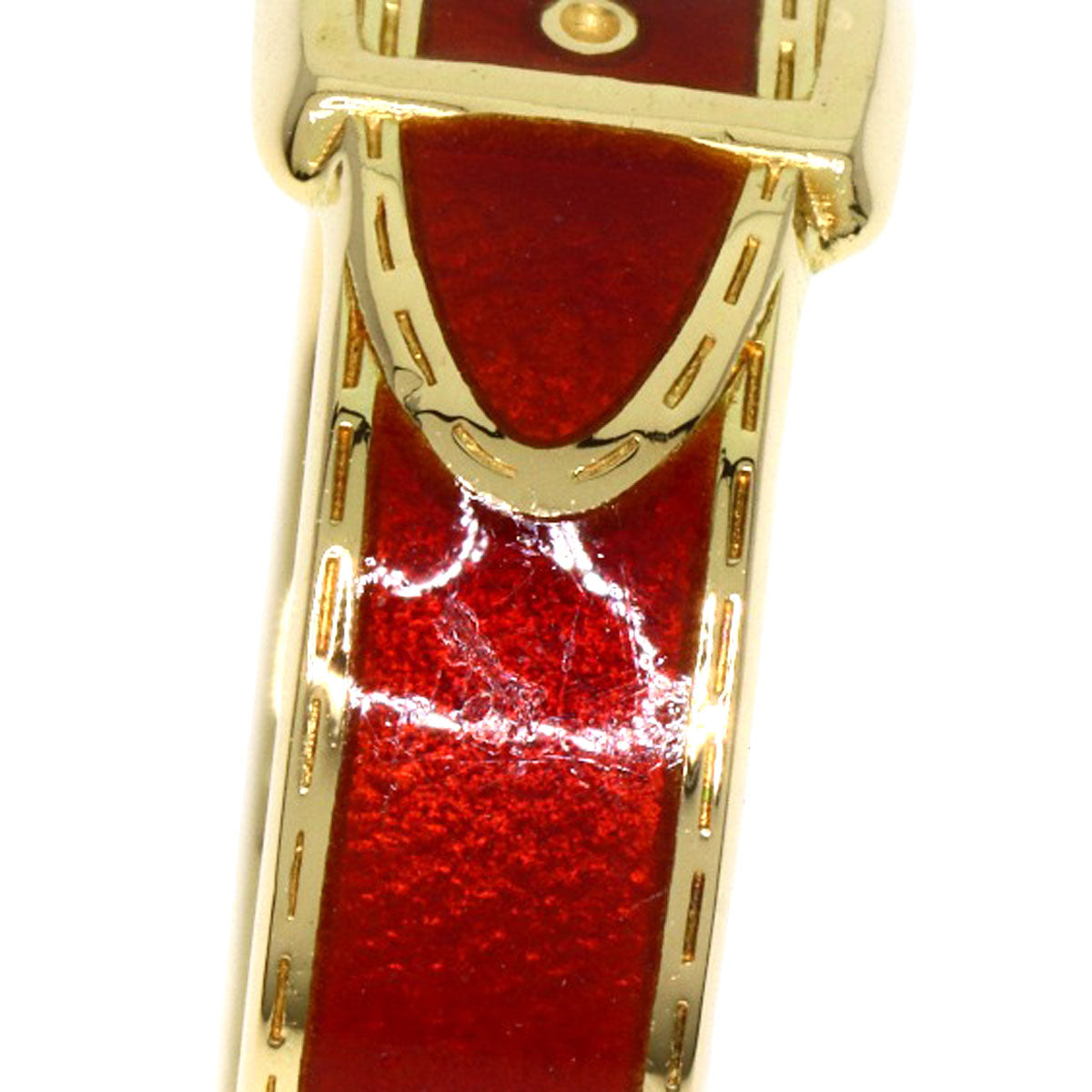 Gucci Ring 18K Yellow Gold Gold Belt Motif Enamel Women