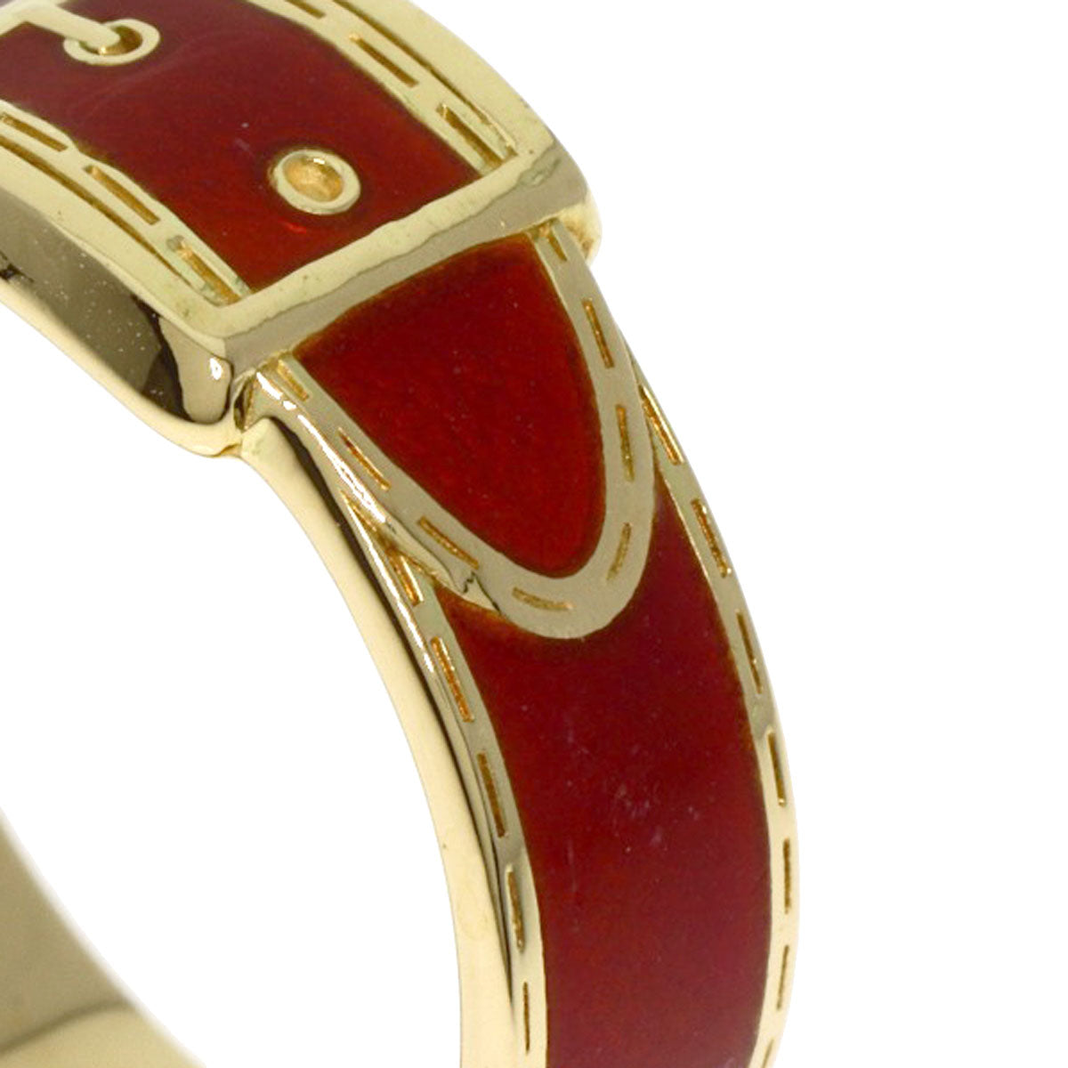 Gucci Ring 18K Yellow Gold Gold Belt Motif Enamel Women