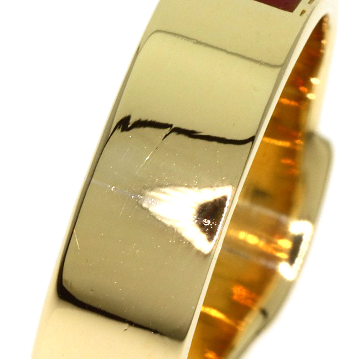 Gucci Ring 18K Yellow Gold Gold Belt Motif Enamel Women