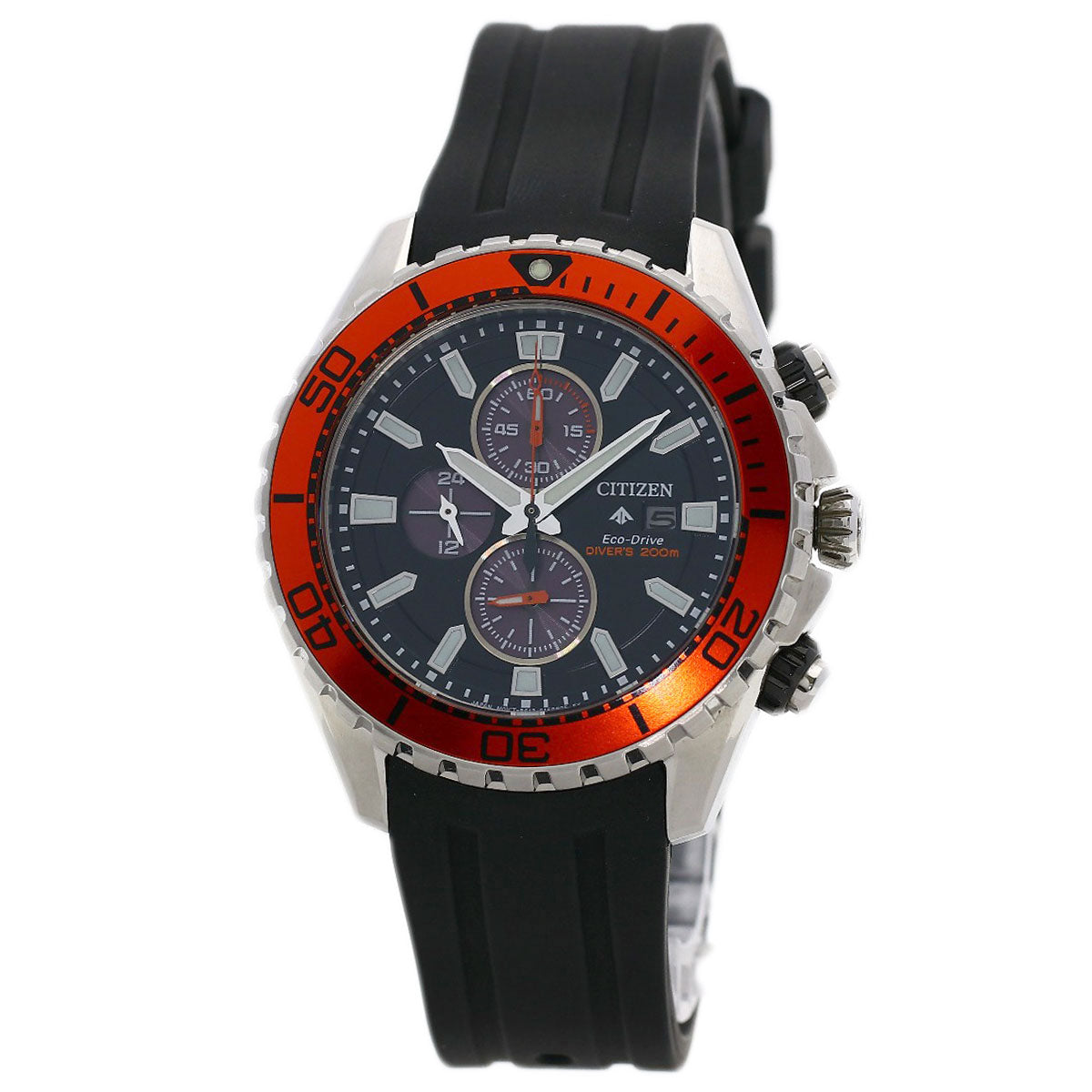 Citizen Watches Eco Drive Ca0718-21E Stainless Steel, Rubber Silver Promaster Diver 200 Black Dial