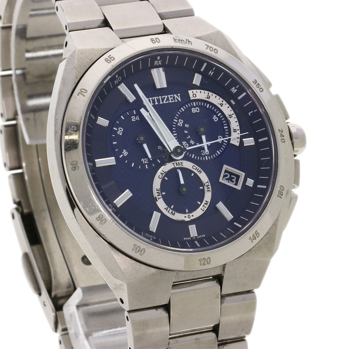 Citizen Watches Solar Powered Radio Watch At3010-55L Titanium, Titanium Silver Atessa Blue Dial Mens