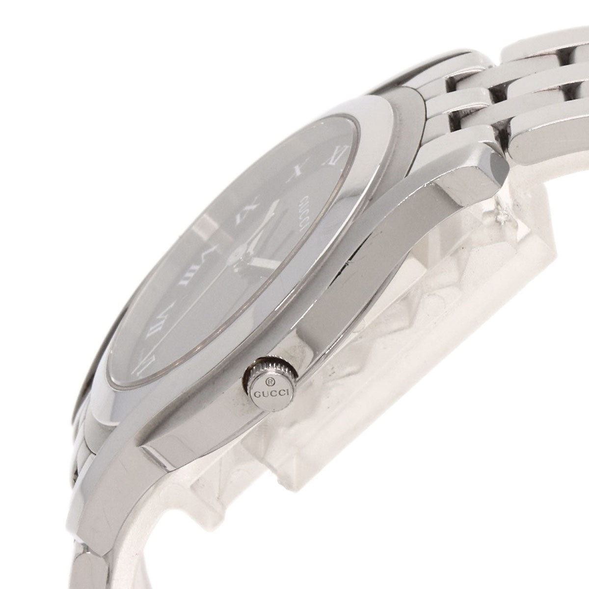 Gucci Watches Quartz 5500M Stainless Steel Silver Round Face Black Dial
