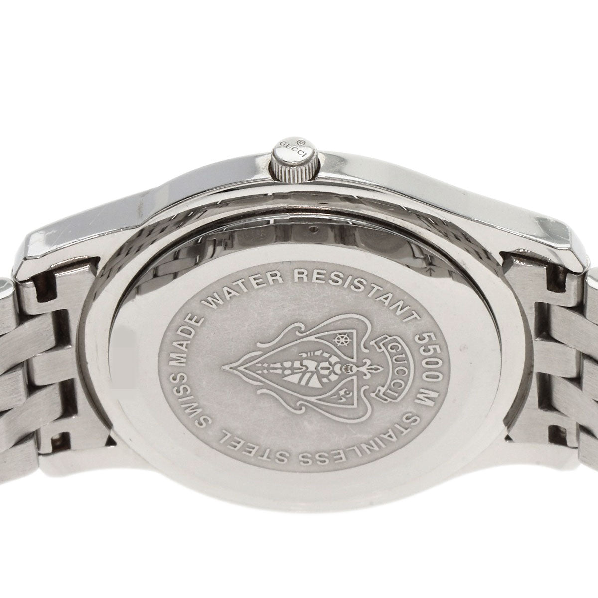 Gucci Watches Quartz 5500M Stainless Steel Silver Round Face Black Dial