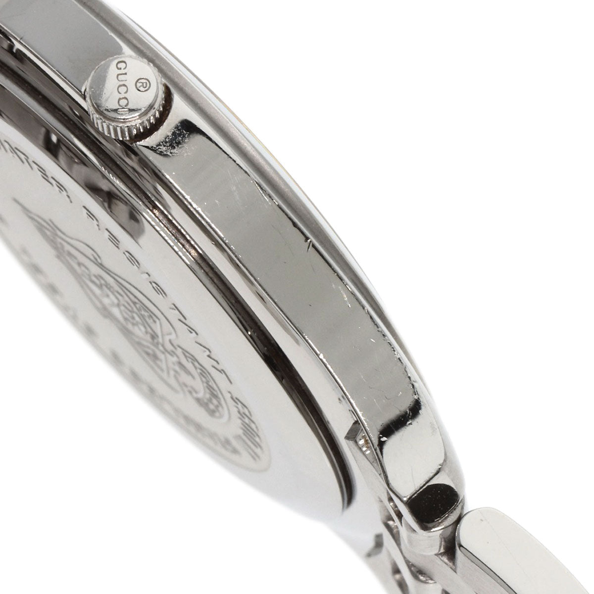 Gucci Watches Quartz 5500M Stainless Steel Silver Round Face Black Dial