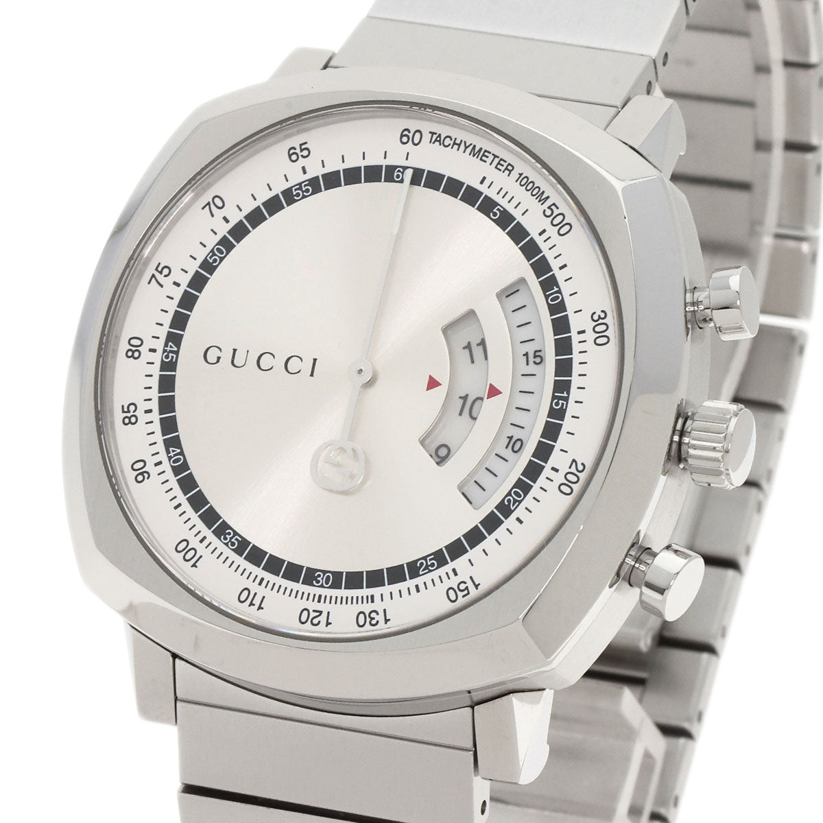 Gucci Watches Quartz Ya157302 Stainless Steel , Stainless Steel Silver Grip Chronograph Silver Dial
