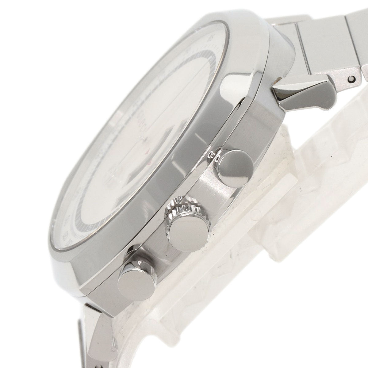 Gucci Watches Quartz Ya157302 Stainless Steel , Stainless Steel Silver Grip Chronograph Silver Dial