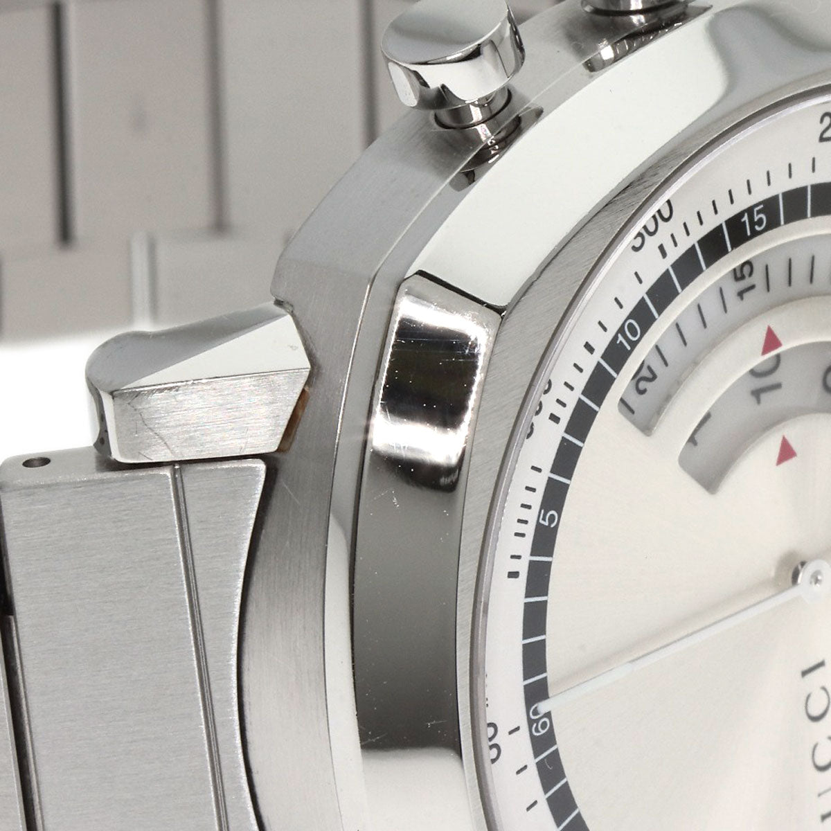 Gucci Watches Quartz Ya157302 Stainless Steel , Stainless Steel Silver Grip Chronograph Silver Dial