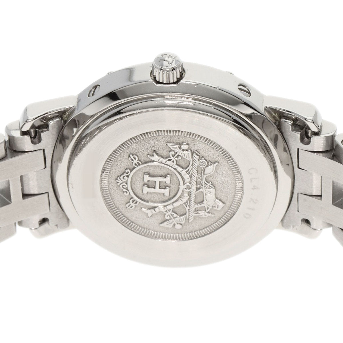Hermes Watches Quartz Cl4.210 Stainless Steel , Stainless Steel Silver Clipper New Buckle White