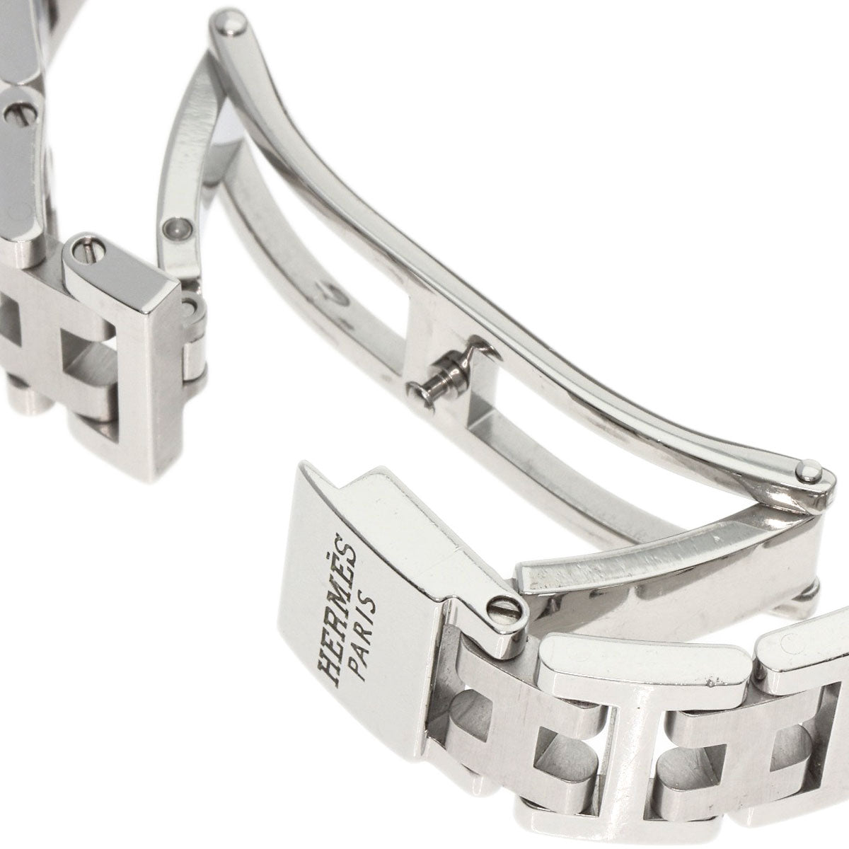 Hermes Watches Quartz Cl4.210 Stainless Steel , Stainless Steel Silver Clipper New Buckle White