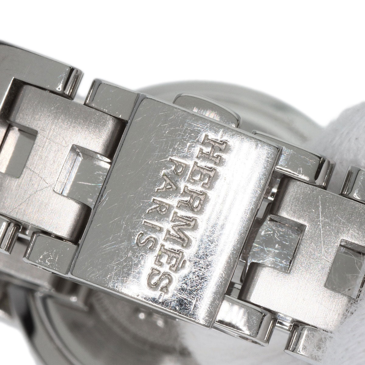 Hermes Watches Quartz Cl4.210 Stainless Steel , Stainless Steel Silver Clipper New Buckle White